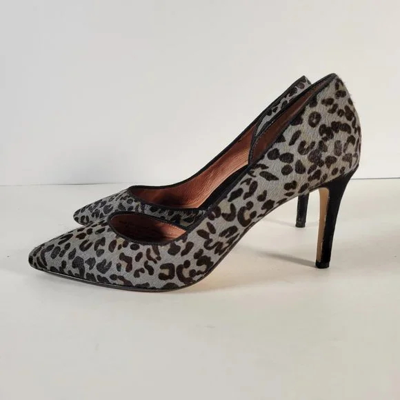 Halogen Gray Animal Print Calf Fur Suede Stiletto Pump Heels Women Size 7W - Picture 3 of 11
